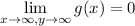 \lim\limits _{x\to\infty,y\to\infty}g(x)=0