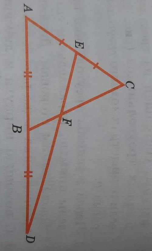 На продолжении стороны АВ треугольника АВС взята точка D, AB = = BD. Через нее и середину Е стороны