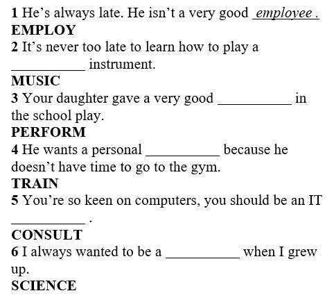 , Complete the sentences with the correct form of the word in CAPITALS.