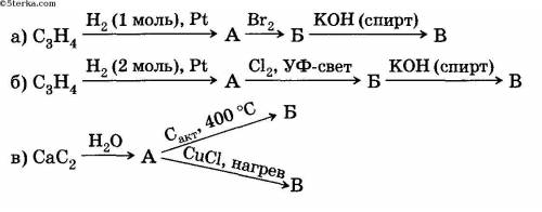 Осуществить следующие цепочку превращений назовите соединения а б и в