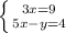 \left \{ {{3x=9} \atop {5x-y=4}} \right.