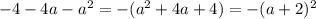 - 4 - 4a - a {}^{2} = - (a { }^{2} + 4a + 4) = - (a + 2) {}^{2}