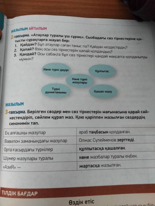 3 ТАПСЫРМА . Берілген сөздер мен сөз тіркестерін мағынасы қарай сәйкестендіріп,сөйлем құра. Қою қарі