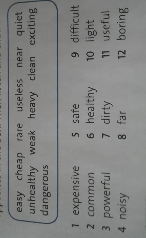 Match adjectives 1-12 with their opposites in the box. Then listen and Chek.