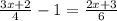 \frac{3x + 2 }{4} - 1 = \frac{2x + 3}{6}