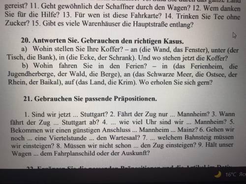 20. Antworten Sie. Gebrauchen der richtigen Kasus