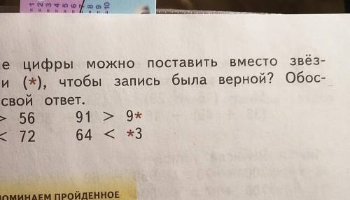Какие цифры можно поставить вместо звёздочки (*) что бы запись была верной обоснуй свой ответ