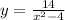 y = \frac{ 14 }{ {x}^{2} - 4 }