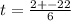 t=\frac{2+-22}{6}