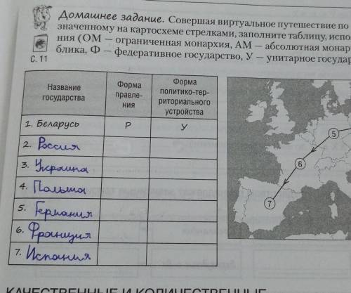 совершая виртуальное путешествие по маршруту, обозначенному на картосхеме стрелками, заполните табли