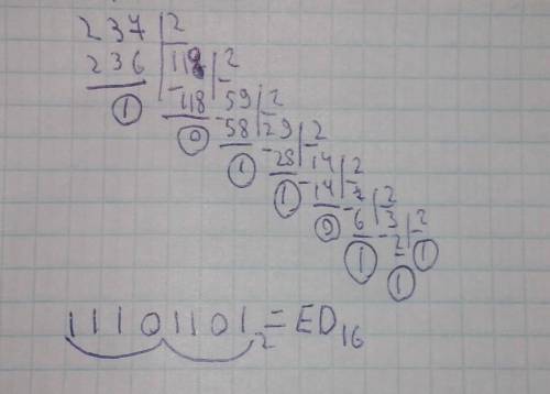 237 в шестнадцатиричнойС объяснением и желательно с решением МНЕ НАДО​