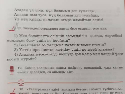 11. Төменгі сұрақтпрға жауап бере отырып, эссе жаз.