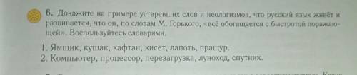 6 упражнение (докажите например устаревших слов и неогогизмов что русский язык живёт и развивается ч