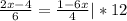 \frac{2x-4}{6}=\frac{1-6x}{4} |*12