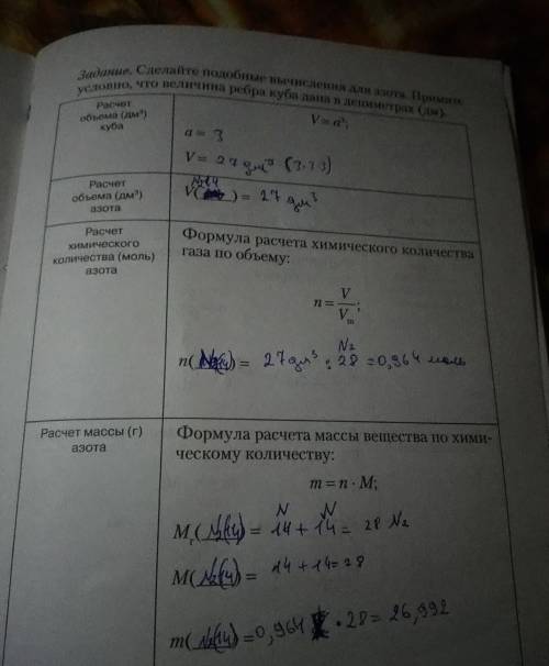 Определите объём см3 куба с длиной ребра 3 дм предположительно наполнен азотом