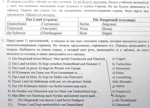 Немецкий язык 7 класс4. Перед вами 11 предложений, в каждом из низ идет описание страны, которая нах