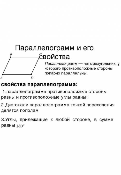 Определение и свойства параллелограм​