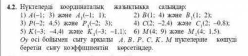 Нарисуйте точки на координатной плоскости: 1) A (-1; 3) и A, (-1; 1);2) B (1; 4) и B (1; 2);3) P (-2