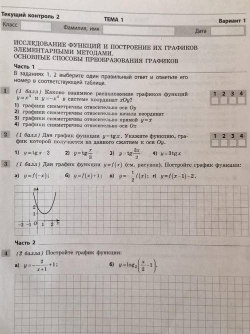 Дан график функции y=tx x Укажите функцию график который получается из данного сжатием от оси oy (2