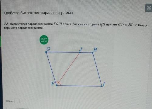 Свойства биссектрис параллелограмма