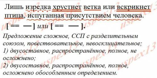 1) Выполните синтаксический разбор предложения: Лишь изредка хрустнет ветка или вскрикнет птица, исп