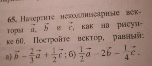 65. Начертите неколлинеарные век- торы a, b и C, как на рисун- ке 60. Постройте вектор, равный: 2 1