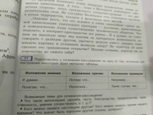 подготовьтесь к сочинение рассуждение на одну из тем используя для построения некоторых фраз материа