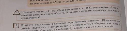 Используя таблицу 2 (см. Ваш , с. 181), расскажите об обра зопави деепричастного оборота. К каким гл