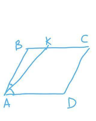 68. Бісектриса кута А паралелограма ABCD ділить сторо- ну ВС на два відрізки ВК і КС так, що ВК : КС