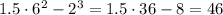 1.5\cdot6^2-2^3=1.5\cdot36-8=46