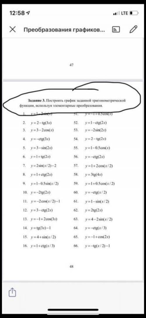 построить график функции, используя элементарные преобразования (46 вариант)