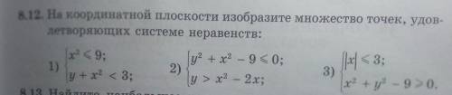 8.12. На координатной плоскости изобразите множество точек, удовлетворяющих системе неравенств: