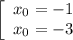 \left[\begin{array}{l} x_0=-1\\ x_0=-3\end{array}