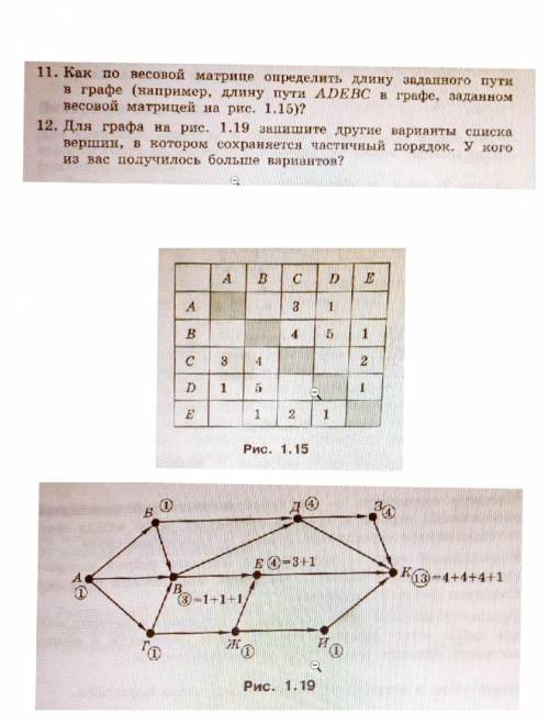 11. Как по весовой матрице определить длину заданного пути в графе (рис.1.15) 12. Для графа (на рис.