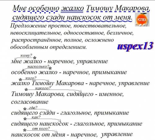 Мне особенно жалко Тимошу Макарова сидящего сзади наискосок от меня. Синтаксический разбор + выписат