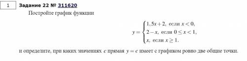 Постройте график функции,и определите при каких значениях c прямая y=c имеет с графиком ровно две об