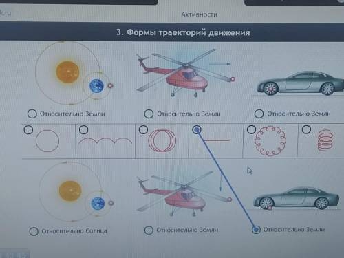 установите траекторию движения точки относительно указанных тел для этого проведите прямые линии меж