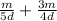 \frac{m}{5d} + \frac{3m}{4d}