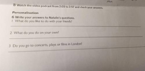 Write your answers answers to Natalie,s questions?