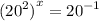 {( {20}^{2} )}^{x} = {20}^{ - 1}