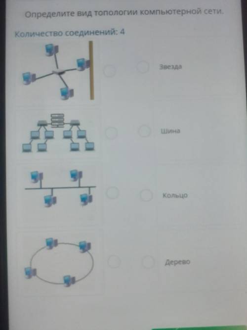 Определите вид топологии компьютерной сети