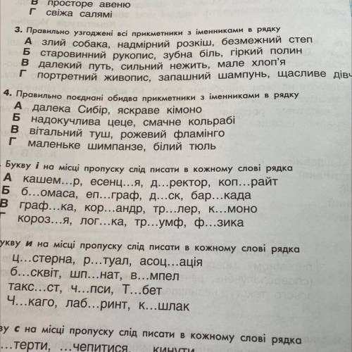 А Б E 3. Правильно узгоджені всі прикметники з іменниками в рядку А злий собака, надмірний розкіш, б