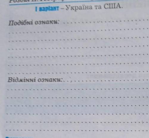 І варіант – Україна та США. Подібні ознаки: Відмінні ознаки:.