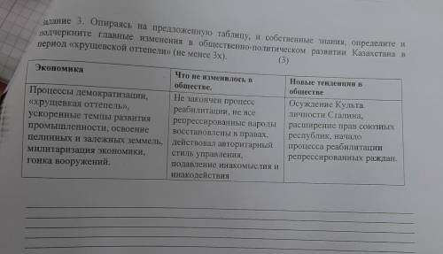 Задание 3. Опираясь на предложенную таблицу, и собственные знания, определите и подчеркните главные