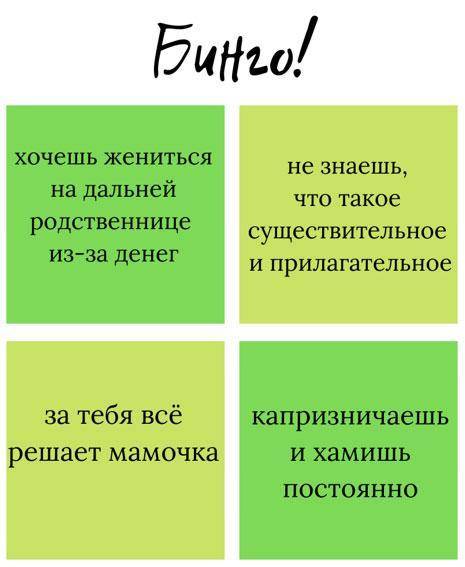 Какой литературный персонаж мог бы собрать это бинго? Напишите его ПОЛНОЕ ИМЯ и ФАМИЛИЮ. ответ Как з