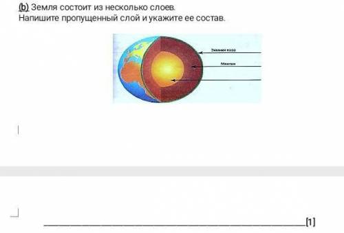 (b) Земля состоит из несколько слоев Напишите пропущенный слой и укажите ее состав. 1 [1]