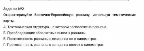 Охарактеризуйте Восточно-Европейскую равнину, используя тематические карты. А. Тектоническая структу