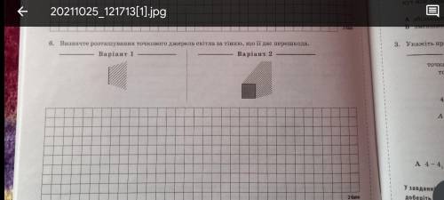 Визначте розташування точкового джерела світла за тінью що дає її перешкода 2 варіант