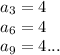 a_3=4\\a_6=4\\a_9=4...