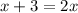 x + 3 = 2x